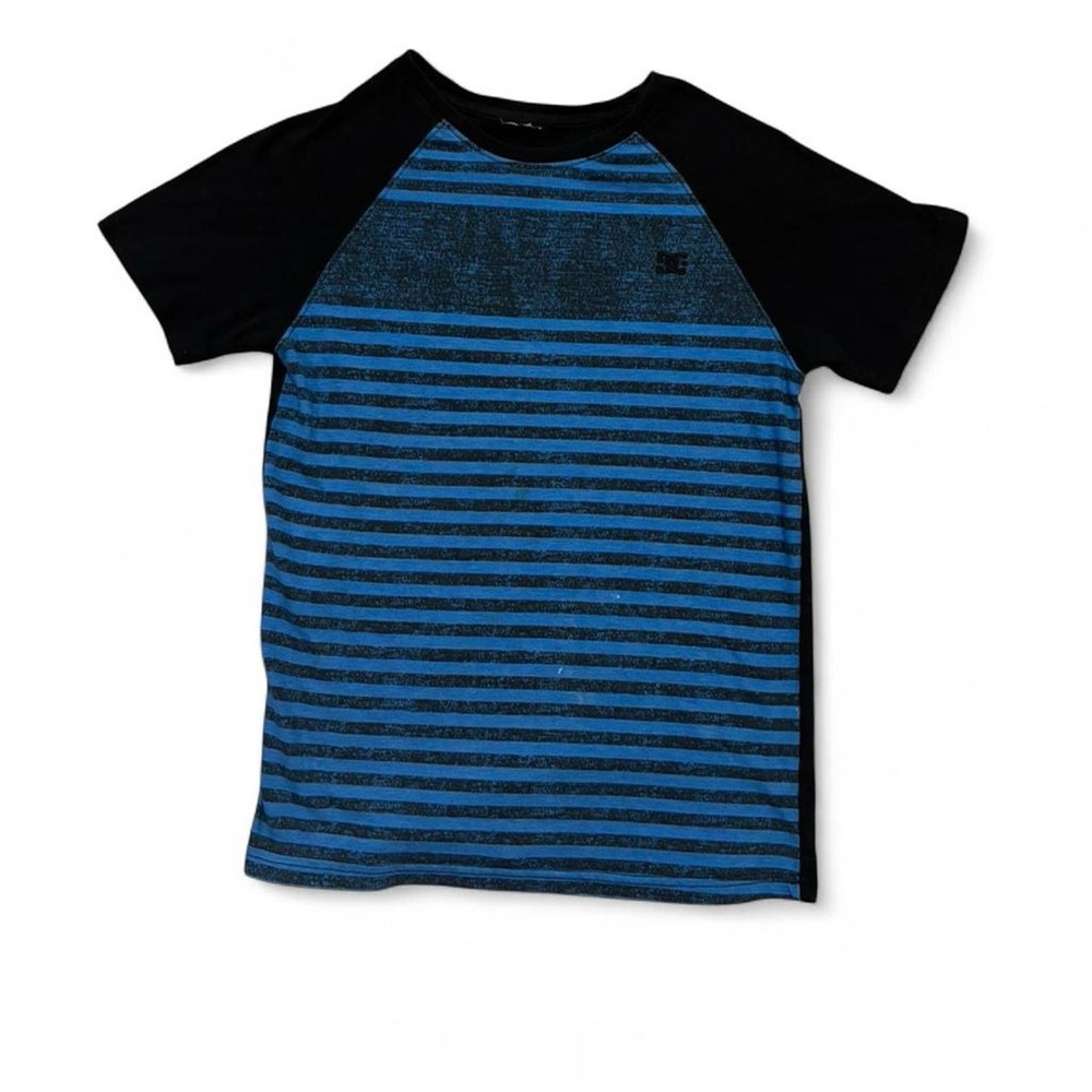 DC Shoes Y2K Blue and Black Striped Short Sleeve Tee